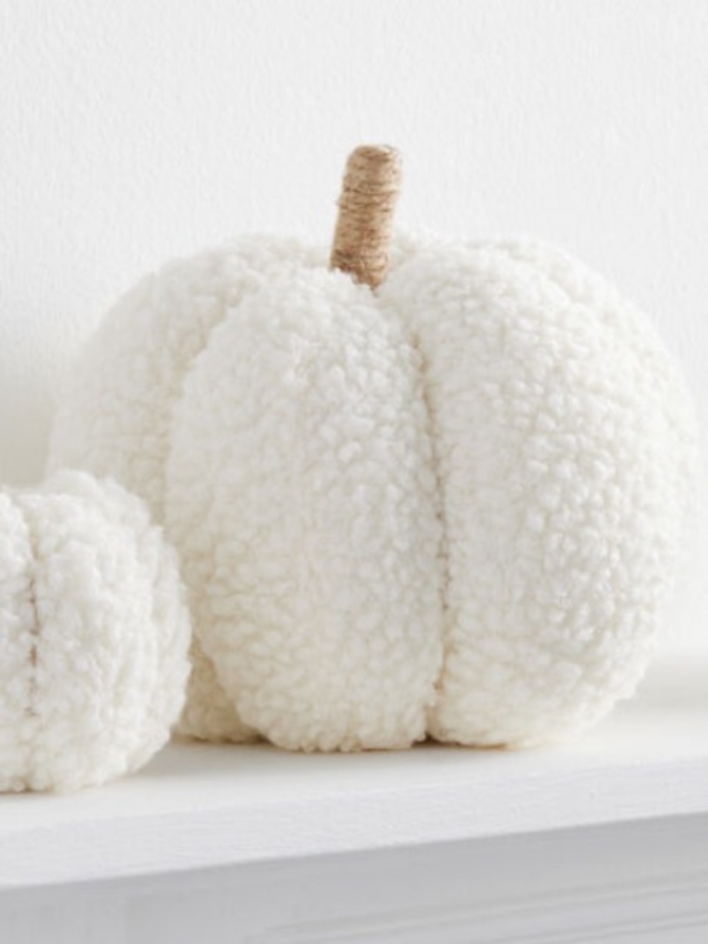 NWT White Fabric Boucle Pumpkin Decor